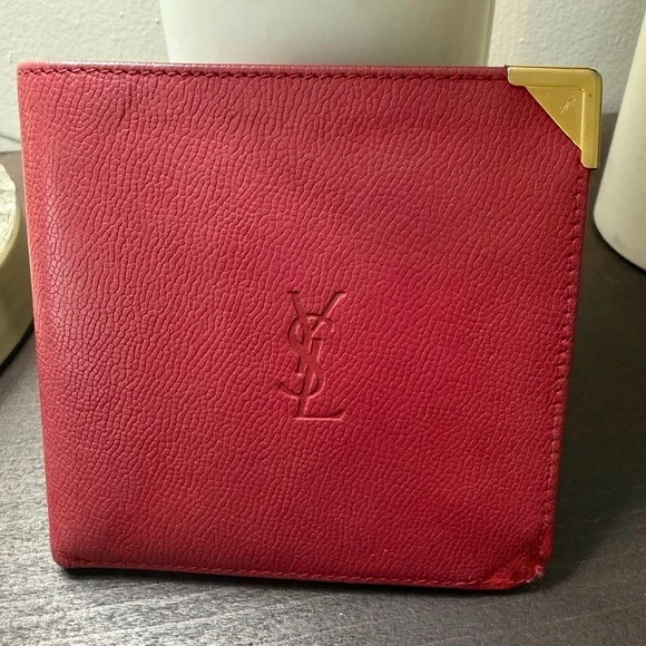 Yves Saint Laurent Scarlet Leather Wallet with Gold Detail - Picture 2 of 8